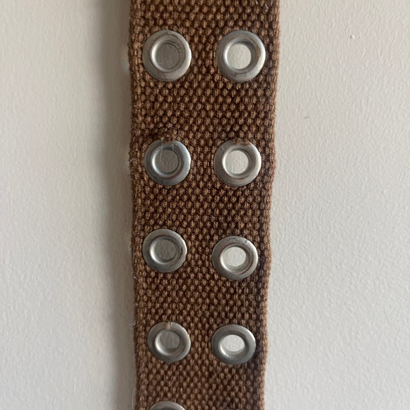 Punk Y2K Double Hole brown canvas belt - Picture 2 of 3